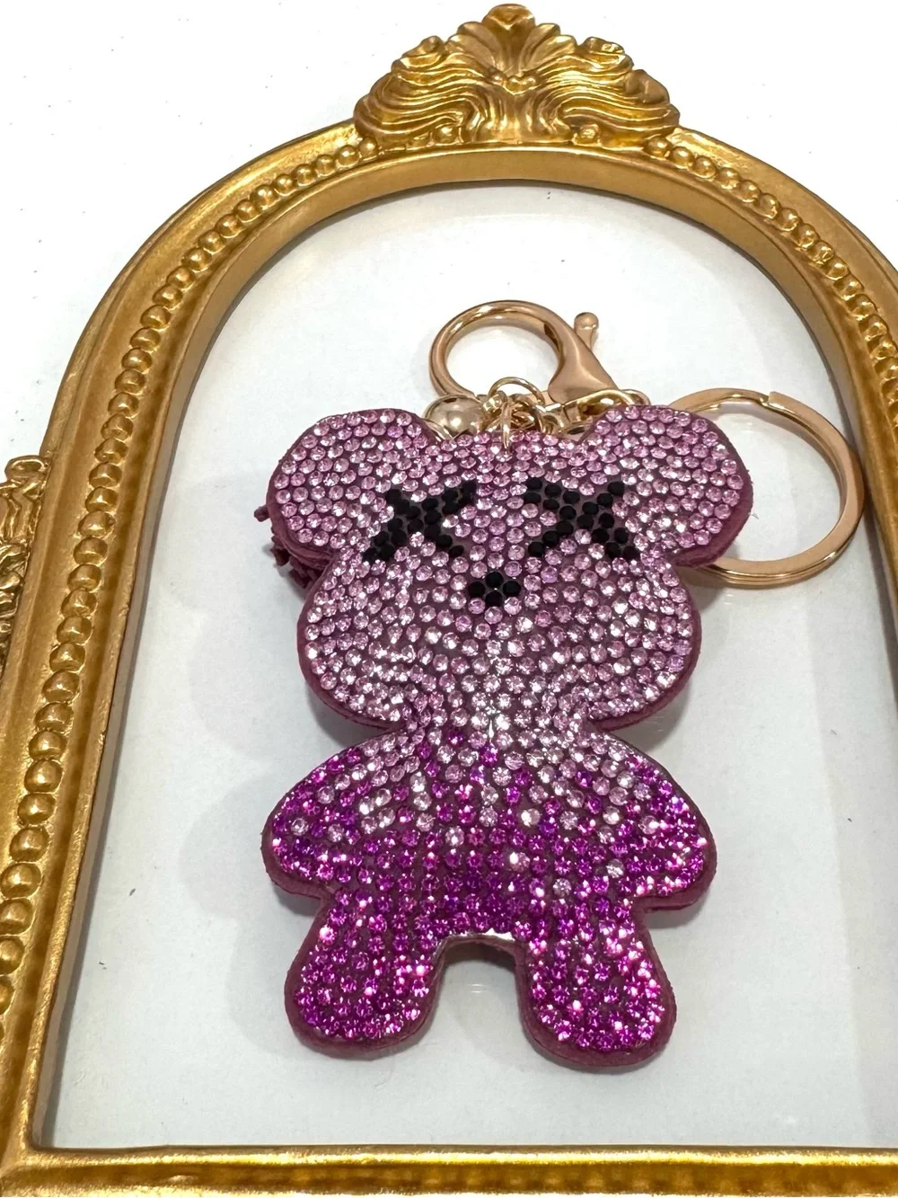 New Sparkling Purple Crystal Teddy Keychain